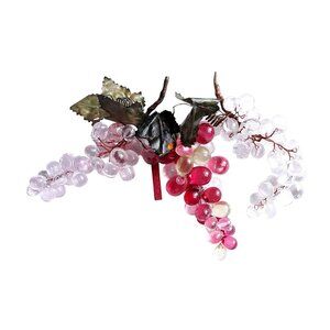 3 Pc Vintage MCM 1960's Clear/Pink/ Cherry Red Lucite Grapes Bunch 5.5"L